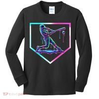 Baseball Drip Ice Cream Baseball Home Plate Baseball Kids Long Sleeve Shirt thumb 0