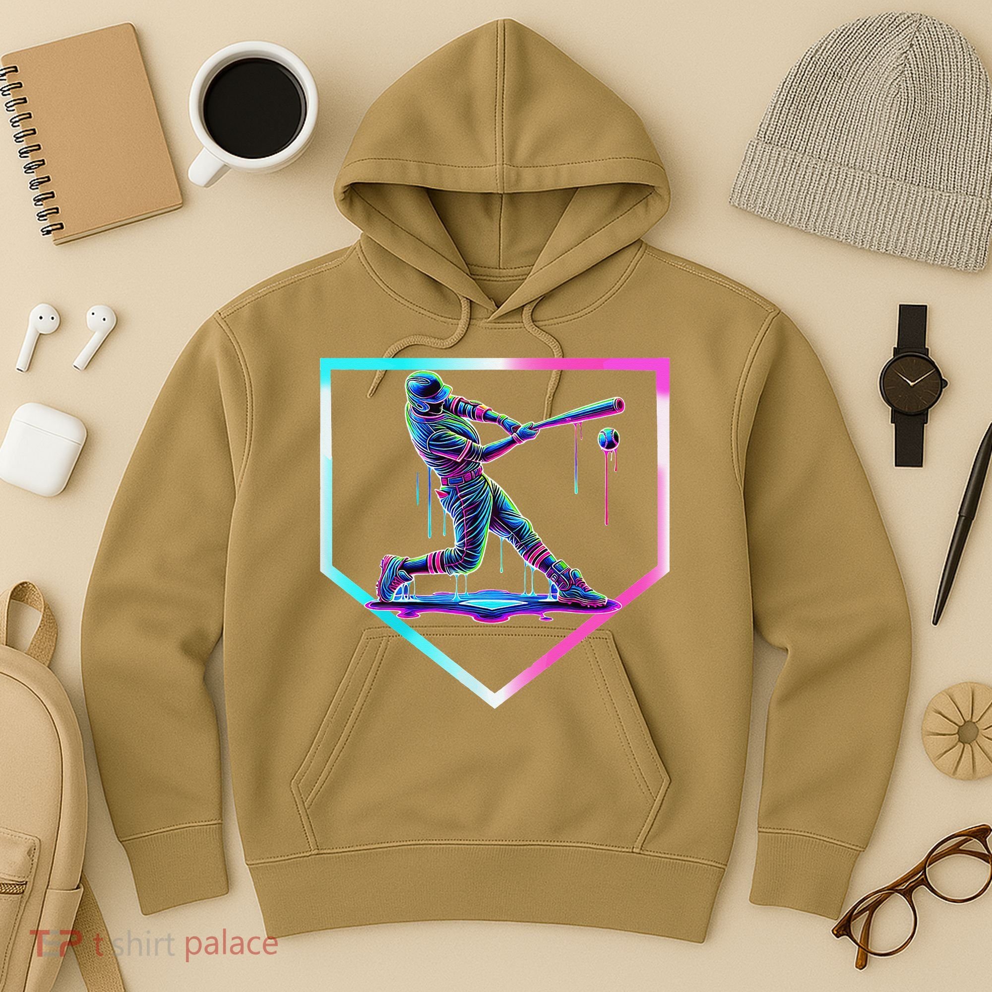 Baseball Drip Ice Cream Baseball Home Plate Baseball Hoodie