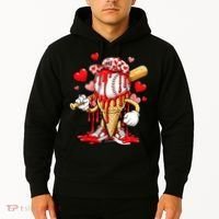 Baseball Drip Ice Cream Valentines Day Hoodie thumb 2