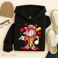Baseball Drip Ice Cream Valentines Day Hoodie thumb 4