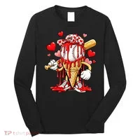 Baseball Drip Ice Cream Valentines Day Long Sleeve Shirt thumb 0