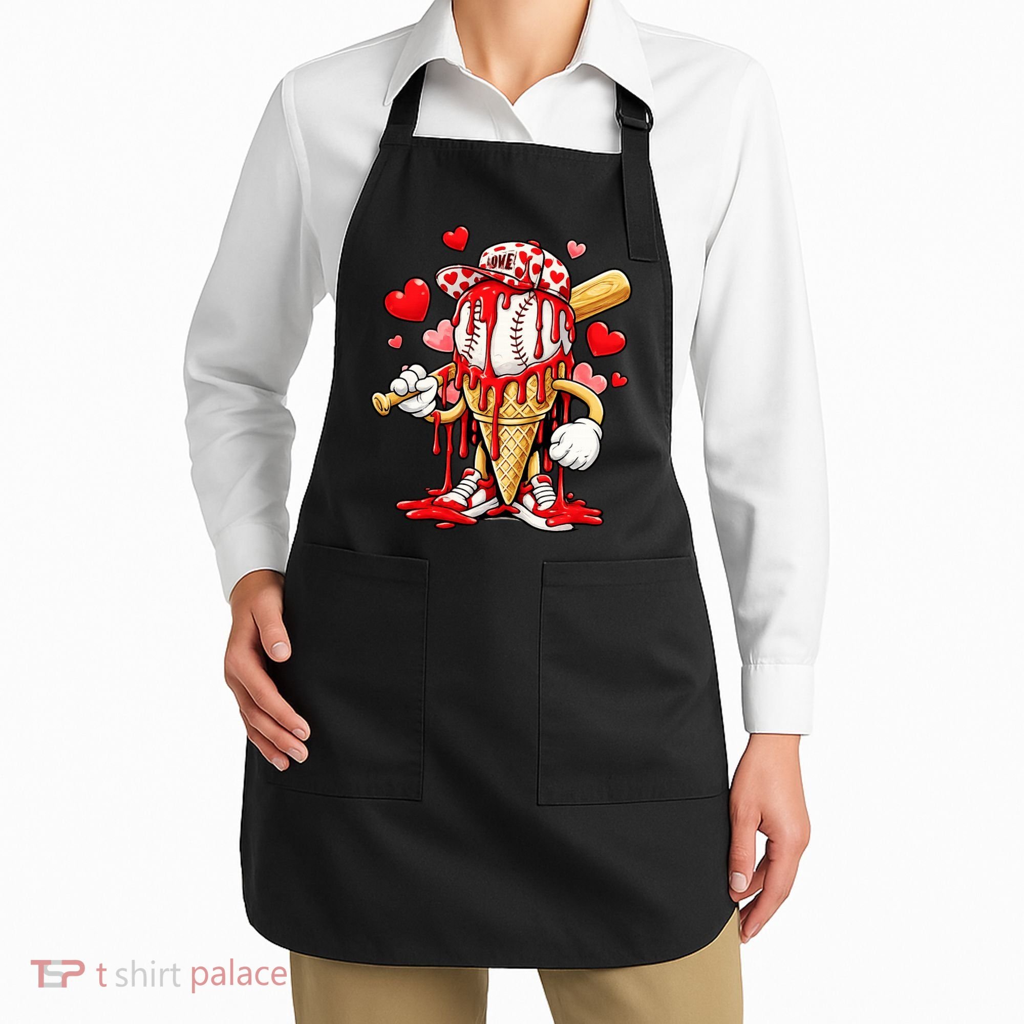 Baseball Drip Ice Cream Valentines Day Apron