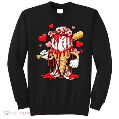 Baseball Drip Ice Cream Valentines Day Sweatshirt