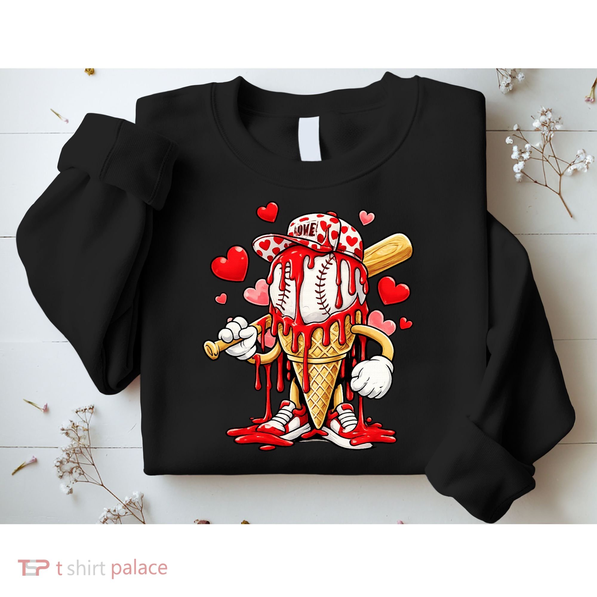 Baseball Drip Ice Cream Valentines Day Sweatshirt