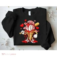 Baseball Drip Ice Cream Valentines Day Sweatshirt thumb 2