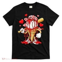 Baseball Drip Ice Cream Valentines Day T-Shirt thumb 0