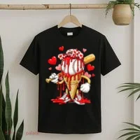 Baseball Drip Ice Cream Valentines Day T-Shirt thumb 2