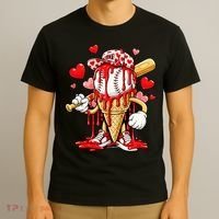 Baseball Drip Ice Cream Valentines Day T-Shirt thumb 3