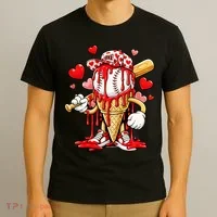 Baseball Drip Ice Cream Valentines Day T-Shirt thumb 3