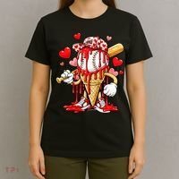 Baseball Drip Ice Cream Valentines Day T-Shirt thumb 4