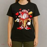 Baseball Drip Ice Cream Valentines Day T-Shirt thumb 4