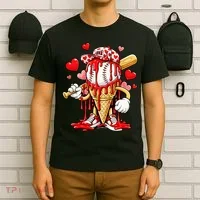 Baseball Drip Ice Cream Valentines Day T-Shirt thumb 6