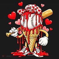 Baseball Drip Ice Cream Valentines Day Backpack thumb 2