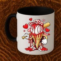 Baseball Drip Ice Cream Valentines Day Coffee Mug thumb 2