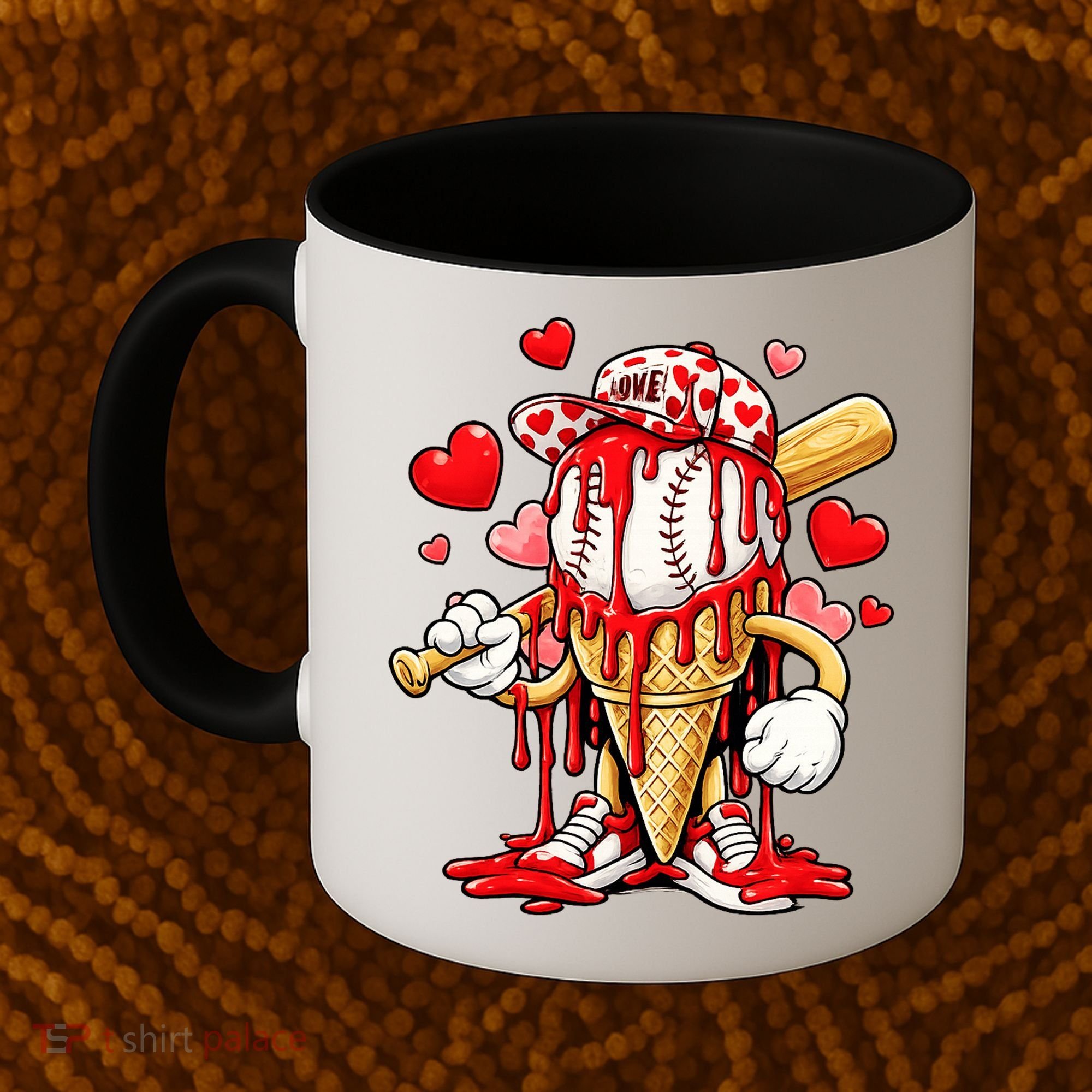 Baseball Drip Ice Cream Valentines Day Coffee Mug