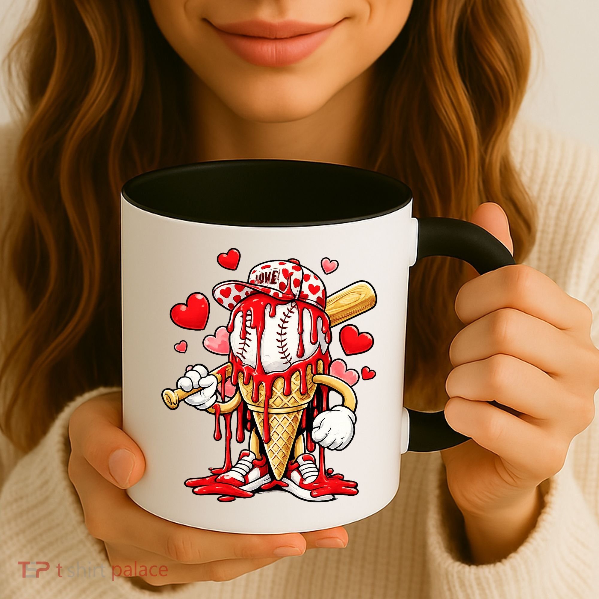 Baseball Drip Ice Cream Valentines Day Coffee Mug