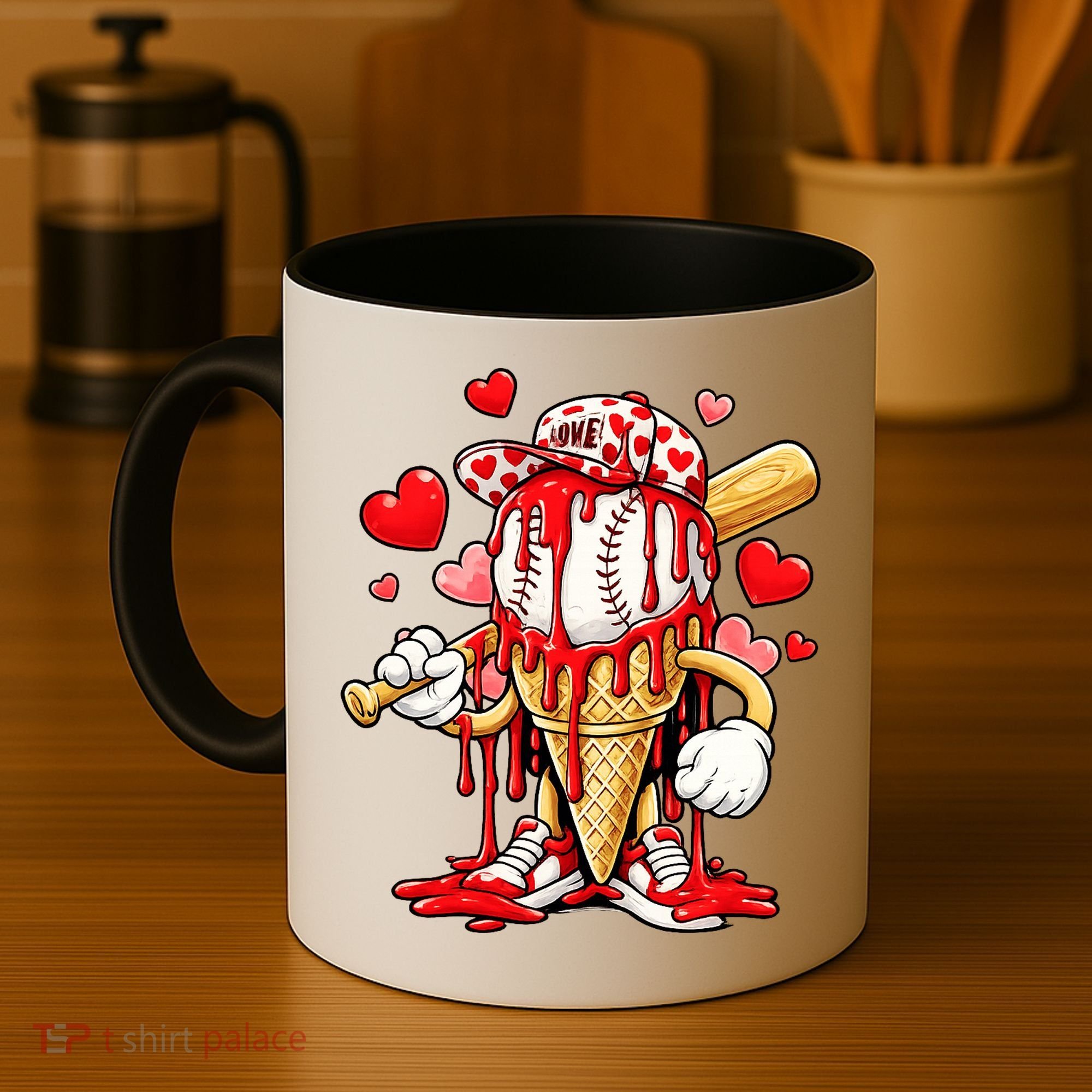 Baseball Drip Ice Cream Valentines Day Coffee Mug