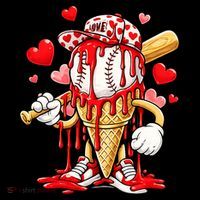 Baseball Drip Ice Cream Valentines Day Coaster thumb 2