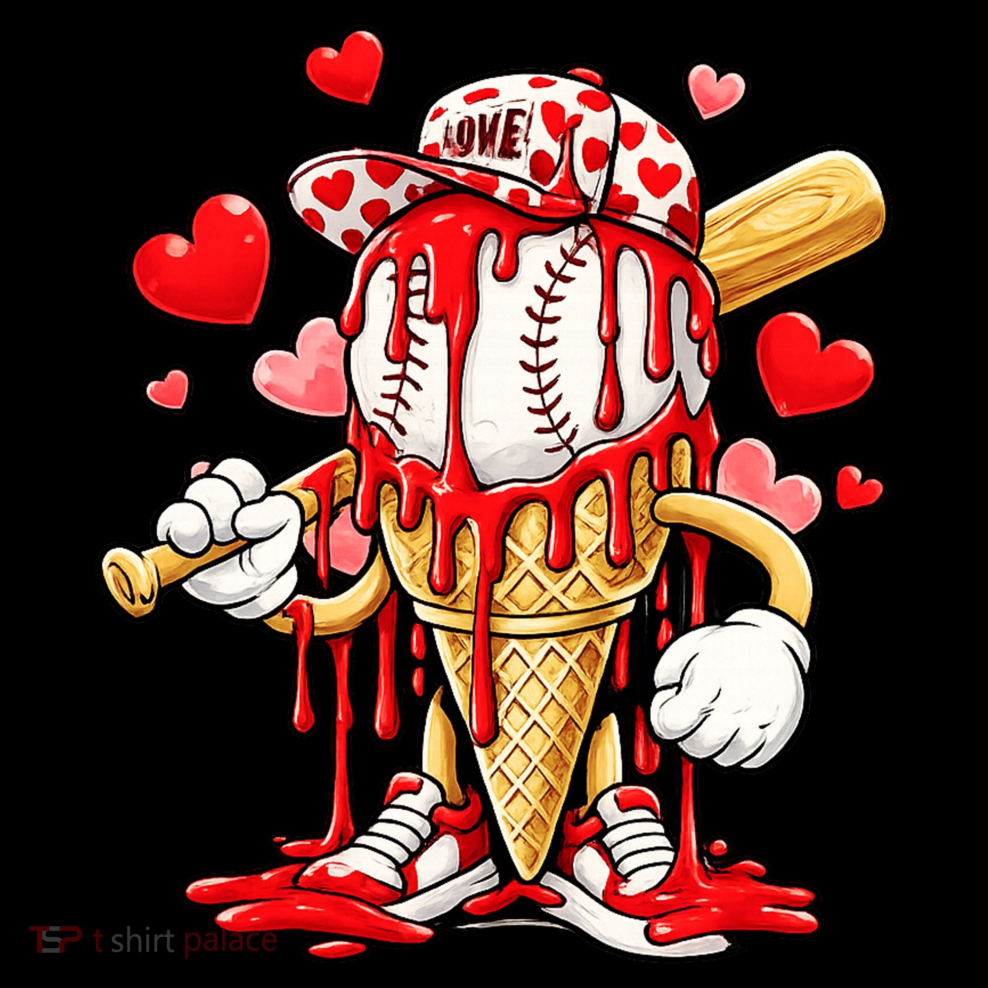 Baseball Drip Ice Cream Valentines Day Coaster