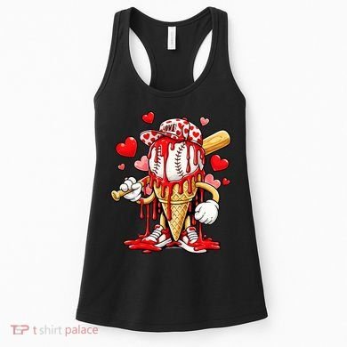 Baseball Drip Ice Cream Valentines Day Women's Tank Top