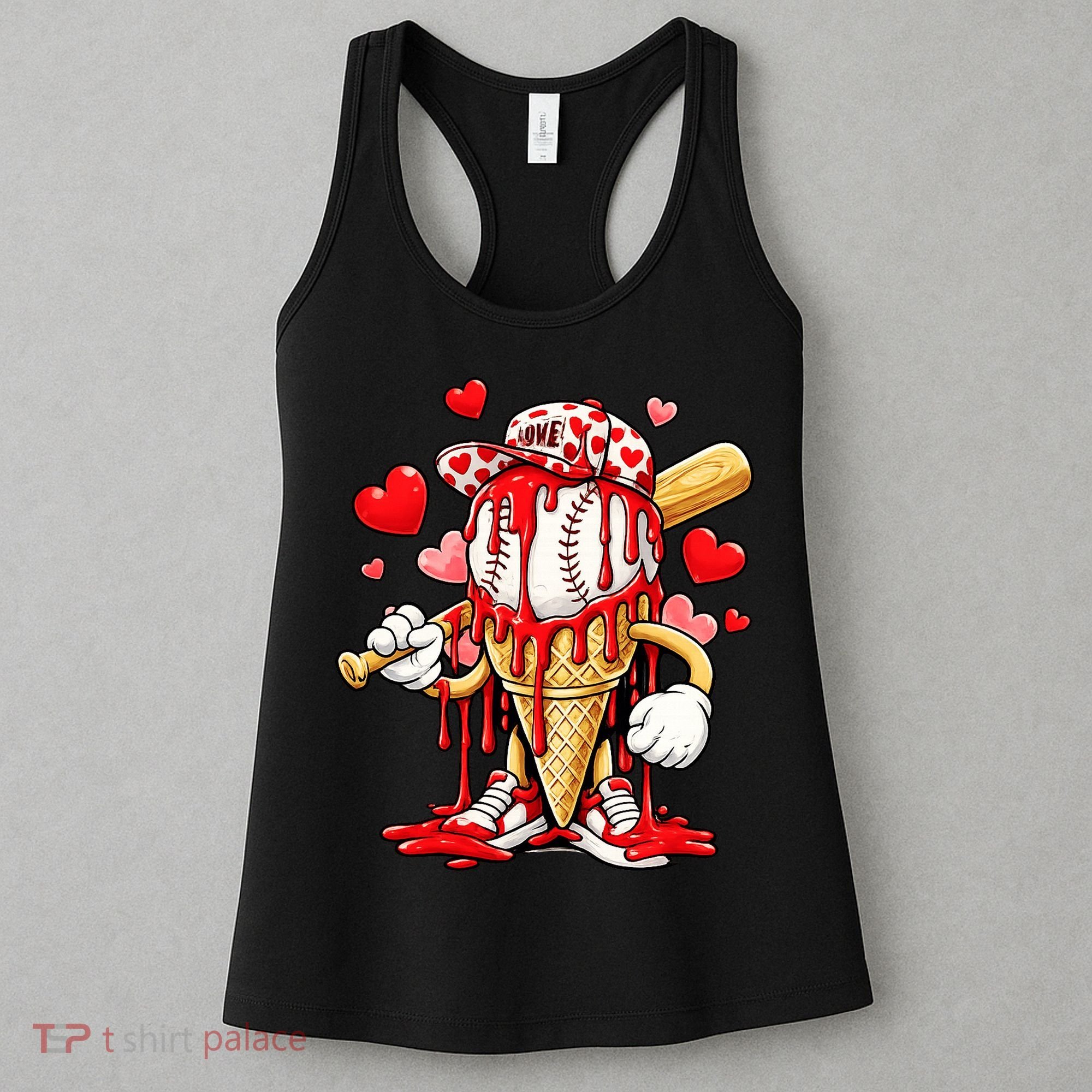 Baseball Drip Ice Cream Valentines Day Women's Tank Top