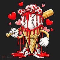 Baseball Drip Ice Cream Valentines Day Hat thumb 2