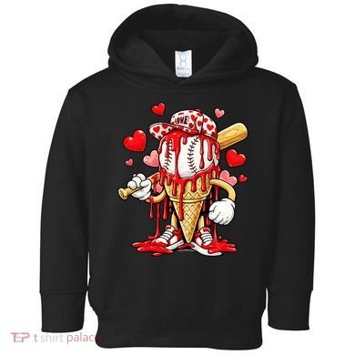Baseball Drip Ice Cream Valentines Day Toddler Hoodie
