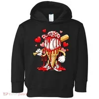 Baseball Drip Ice Cream Valentines Day Toddler Hoodie thumb 0
