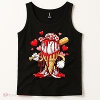 Baseball Drip Ice Cream Valentines Day Tank Top thumb 2