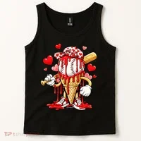 Baseball Drip Ice Cream Valentines Day Tank Top thumb 2