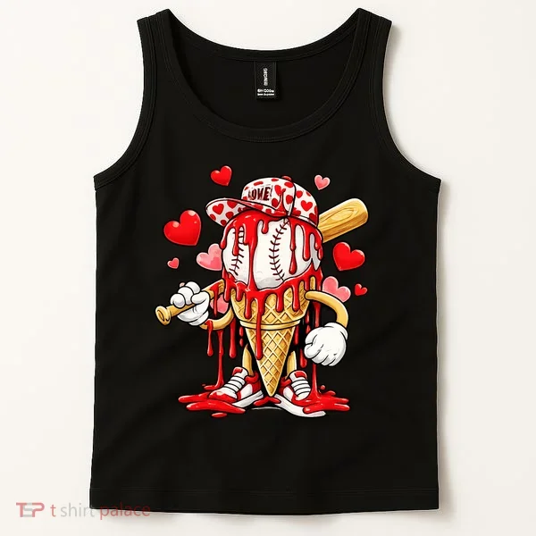 Baseball Drip Ice Cream Valentines Day Tank Top