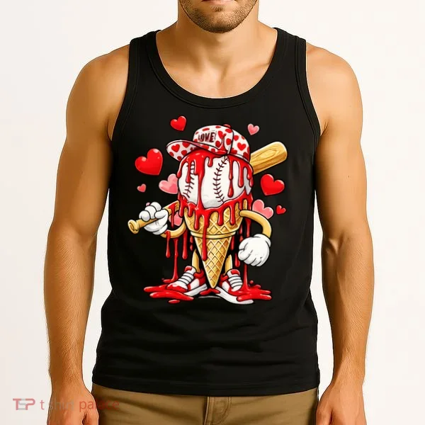 Baseball Drip Ice Cream Valentines Day Tank Top