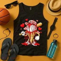 Baseball Drip Ice Cream Valentines Day Tank Top thumb 4