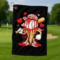 Baseball Drip Ice Cream Valentines Day Golf Towel thumb 1
