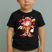 Baseball Drip Ice Cream Valentines Day Toddler T-Shirt thumb 2