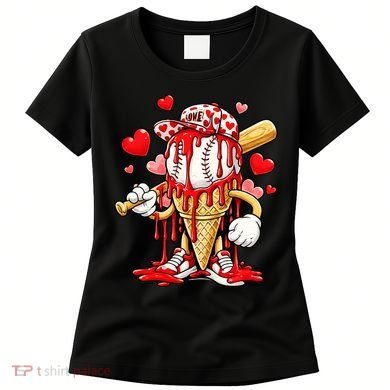 Baseball Drip Ice Cream Valentines Day Women's T-Shirt
