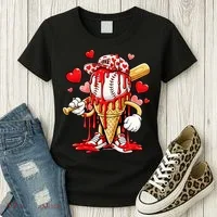 Baseball Drip Ice Cream Valentines Day Women's T-Shirt thumb 3