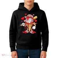 Baseball Drip Ice Cream Valentines Day Kids Hoodie thumb 4