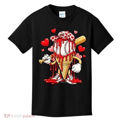 Baseball Drip Ice Cream Valentines Day Kids T-Shirt