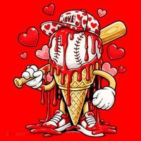 Baseball Drip Ice Cream Valentines Day Santa Hat thumb 1