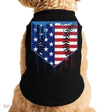 Baseball Drip Ice Cream Patriotic American Flag Doggie Tank