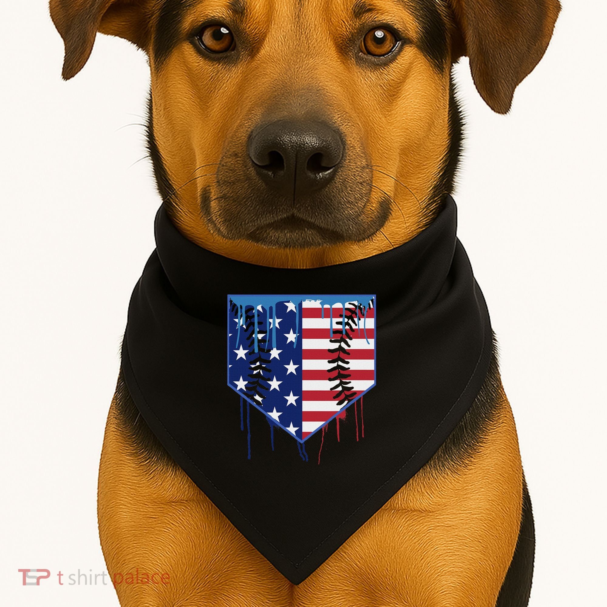 Baseball Drip Ice Cream Patriotic American Flag USA-Made Doggie Bandana