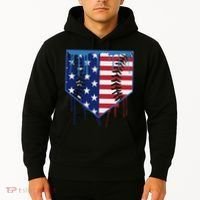 Baseball Drip Ice Cream Patriotic American Flag Hoodie thumb 2