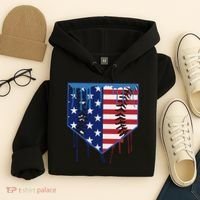 Baseball Drip Ice Cream Patriotic American Flag Hoodie thumb 4