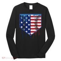 Baseball Drip Ice Cream Patriotic American Flag Long Sleeve Shirt thumb 0