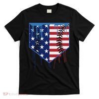 Baseball Drip Ice Cream Patriotic American Flag T-Shirt thumb 0