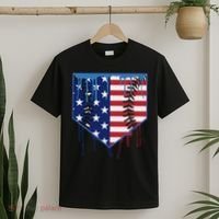 Baseball Drip Ice Cream Patriotic American Flag T-Shirt thumb 2