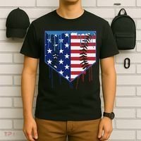 Baseball Drip Ice Cream Patriotic American Flag T-Shirt thumb 6