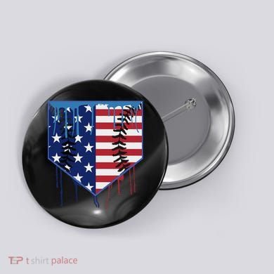 Baseball Drip Ice Cream Patriotic American Flag Button