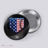 Baseball Drip Ice Cream Patriotic American Flag Button thumb 0